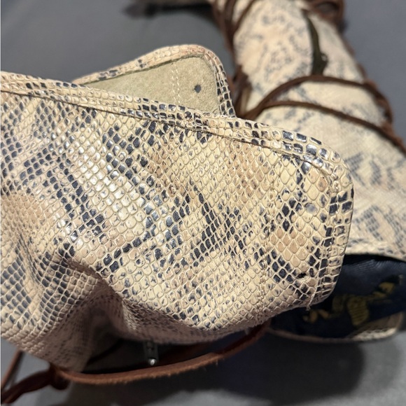 Freebird Coal Size 7 Snakeskin Leather Lace-Up Mid-Calf Heeled Boots - Picture 7 of 9